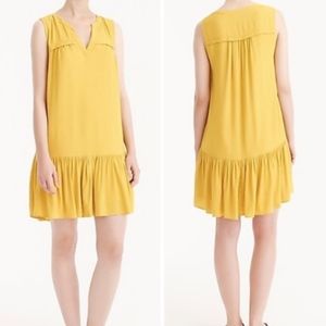 JCrew Ruffle Hem Shift Dress - yellow